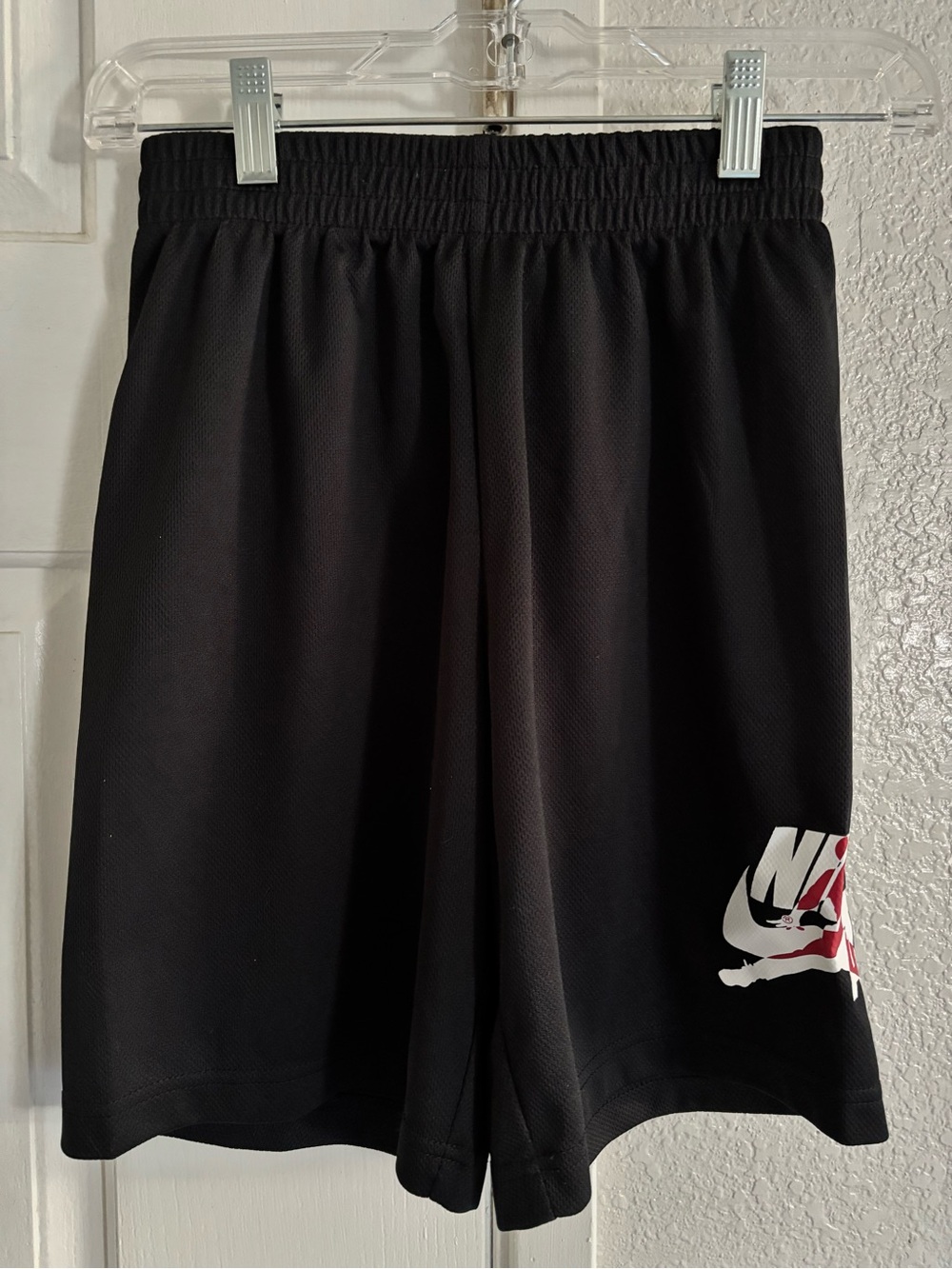 Boys Nike Air Black Athletic Shorts with White & Red Logo size Medium 10-12